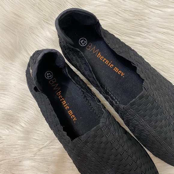 Bernie Mev Black Woven Smooth Cha Cha Sneaker Wedge Slip On Loafers - Picture 5 of 7
